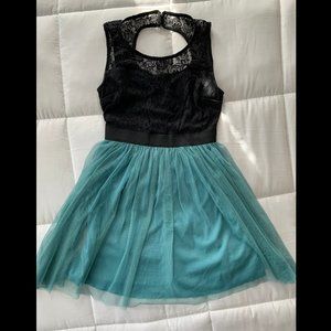 Black & Teal Lace Dress